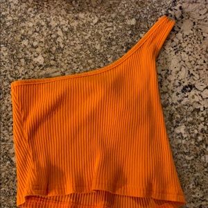 Orange one shoulder crop top